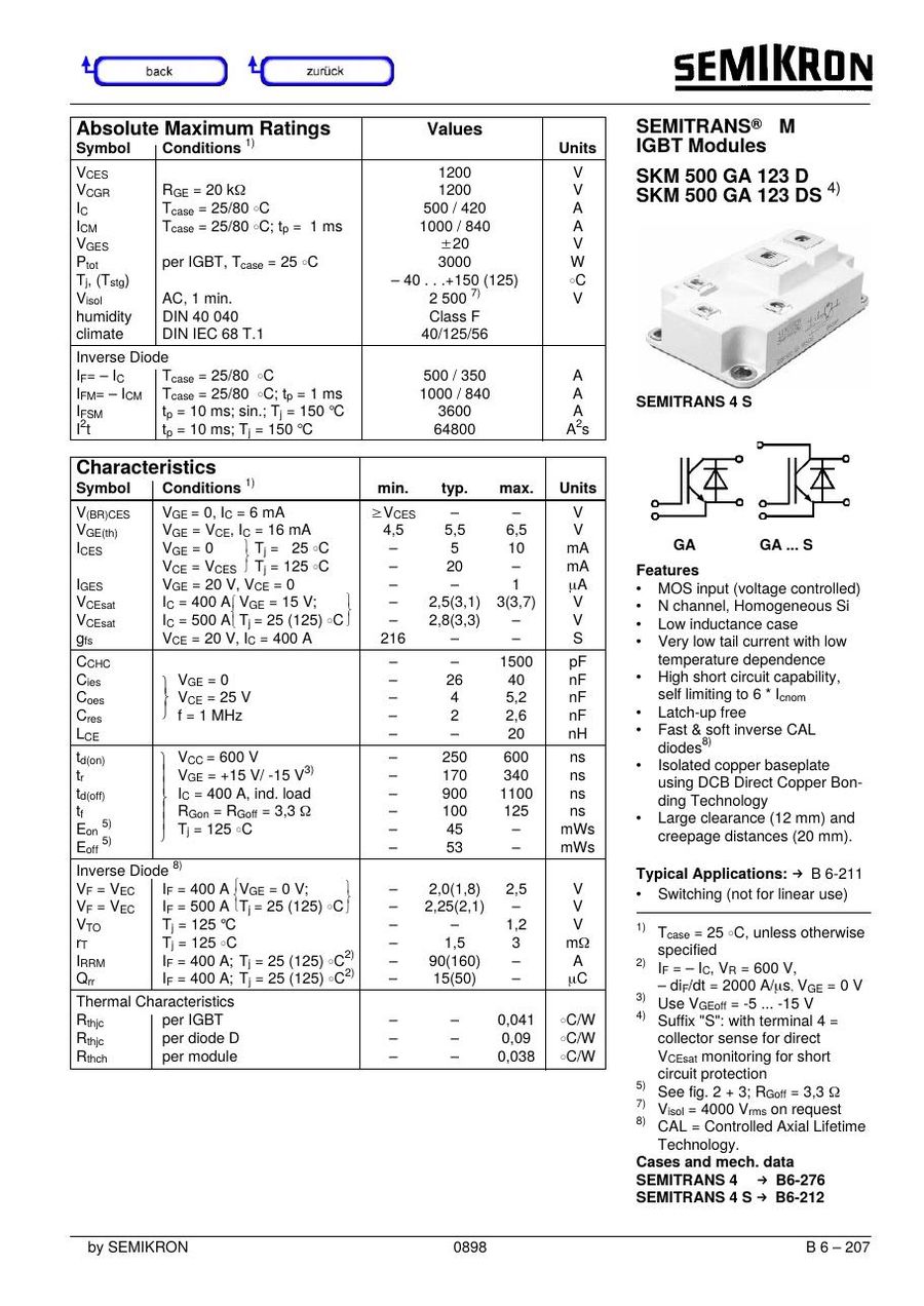 SKM500GA123D Semikron IGBT Modules