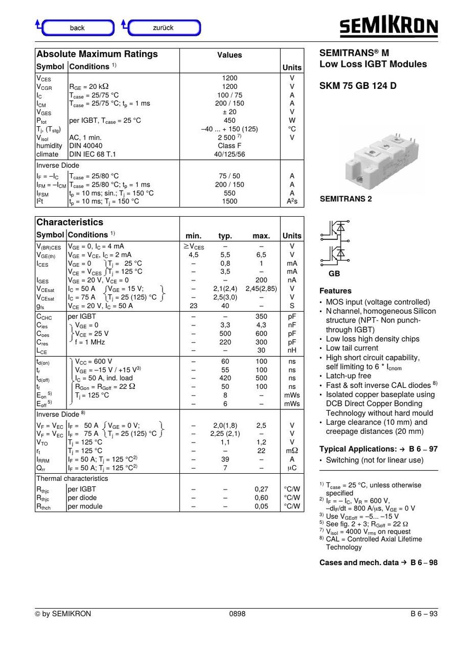 SKM75GB101D, SEMIKRON, Power Module