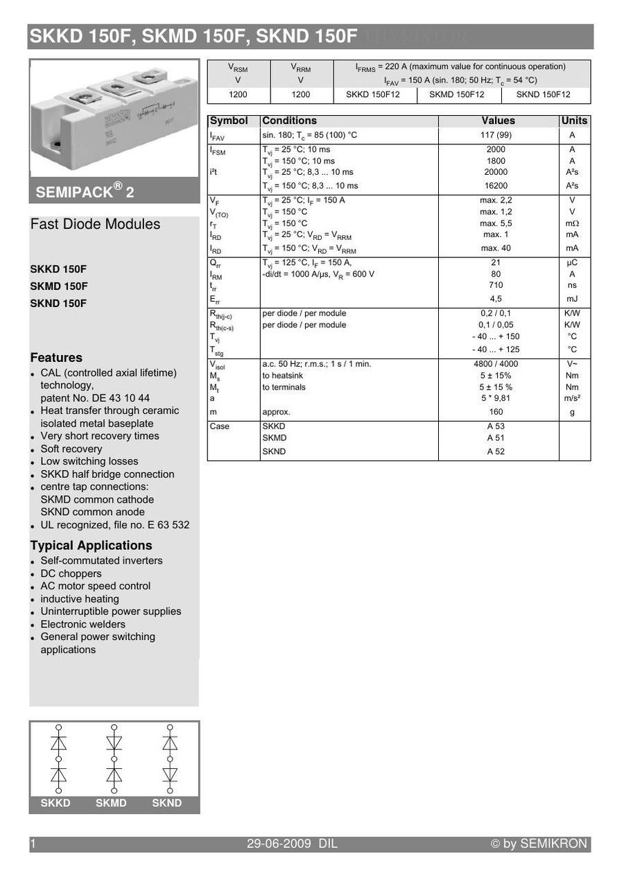 SKMD150F12 Semikron Diode & Rectifier Modules