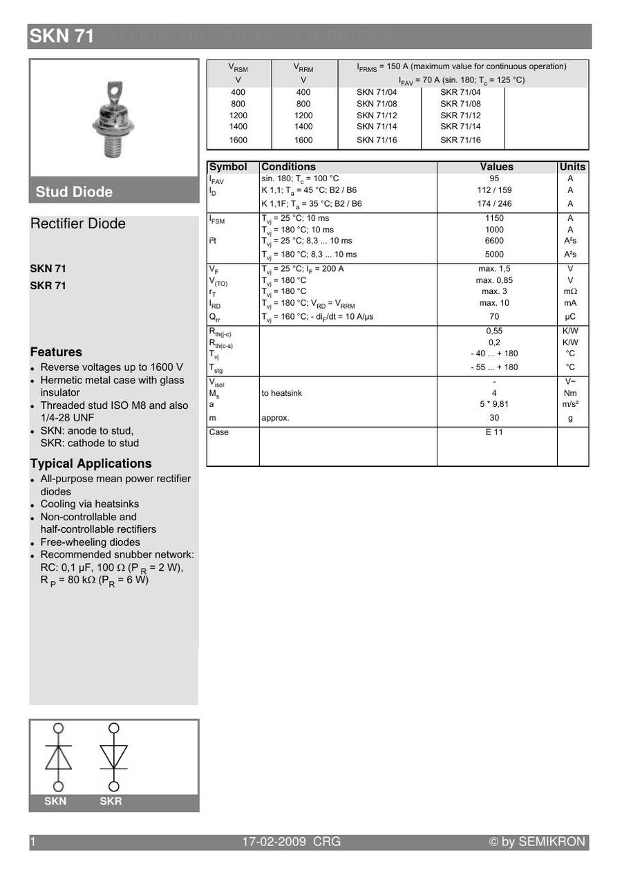 SKR71-12 Semikron Thyristor / Diode Module