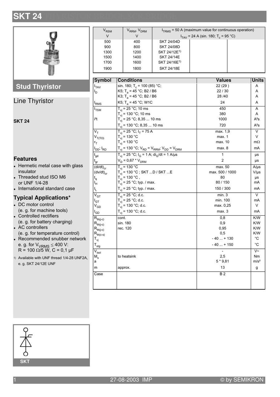 SKT24-16E Semikron Thyristor / Diode Module