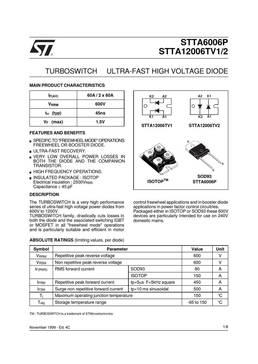 STTA12006TV2 Semikron Rectifier & Schottky Diodes