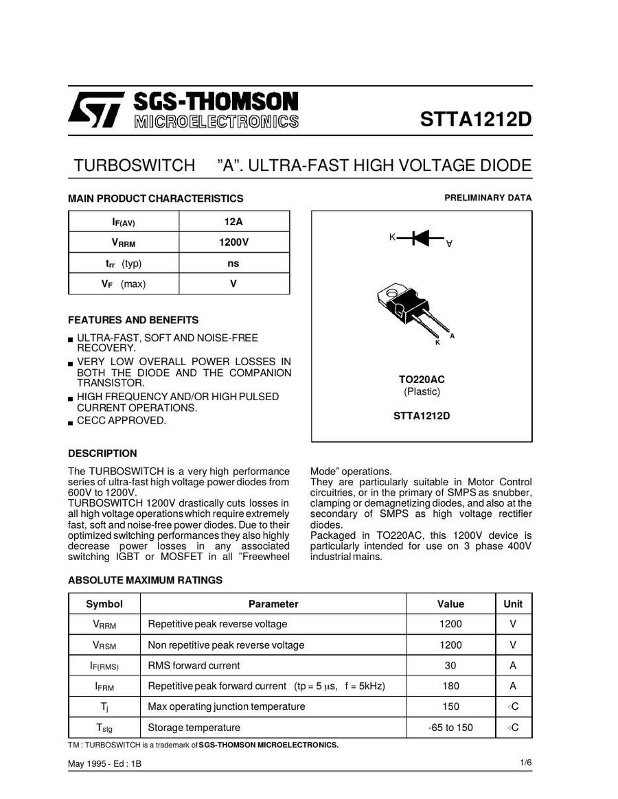 STTA1212D Semikron Rectifier & Schottky Diodes