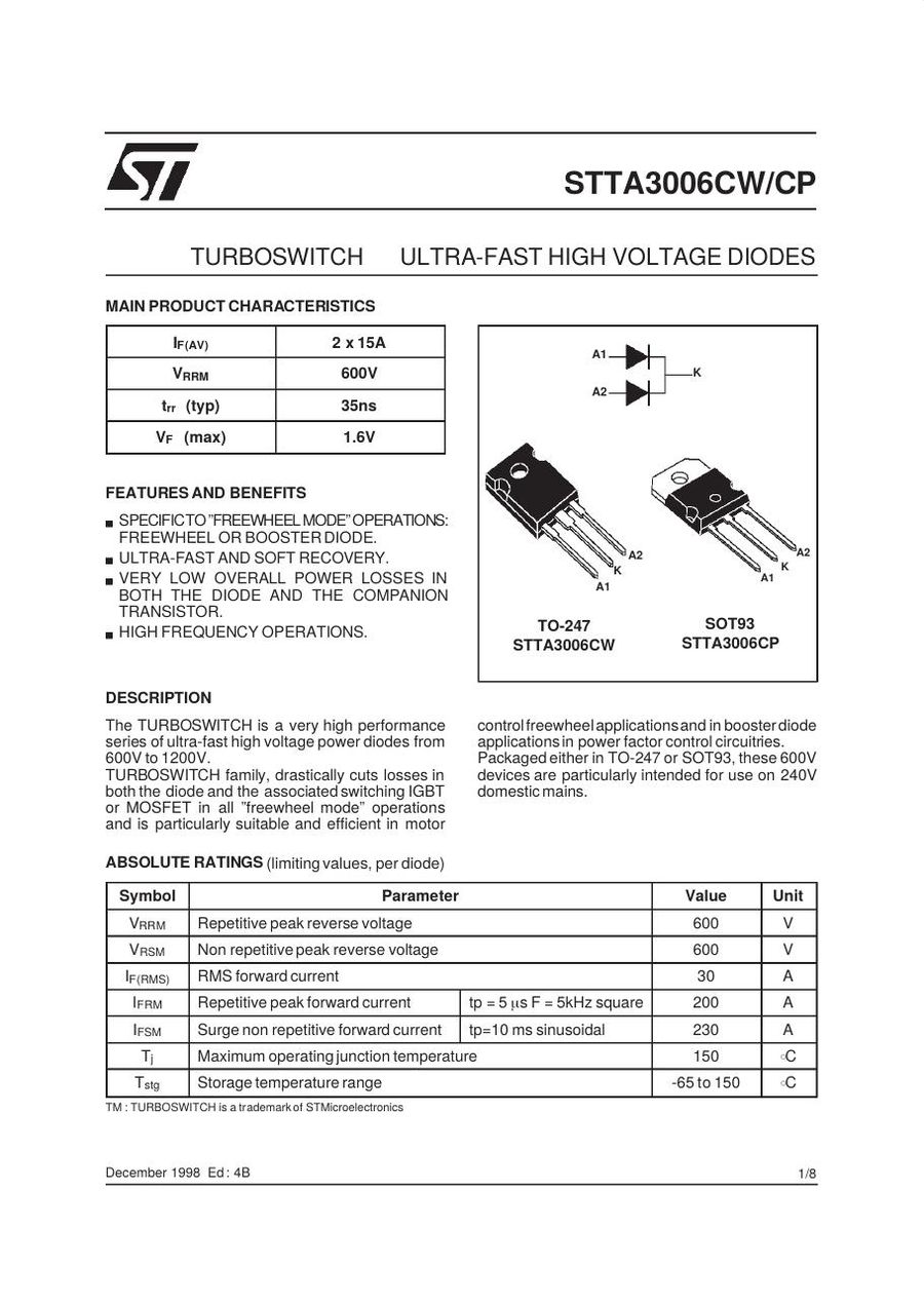 STTA3006CW Semikron Rectifier & Schottky Diodes