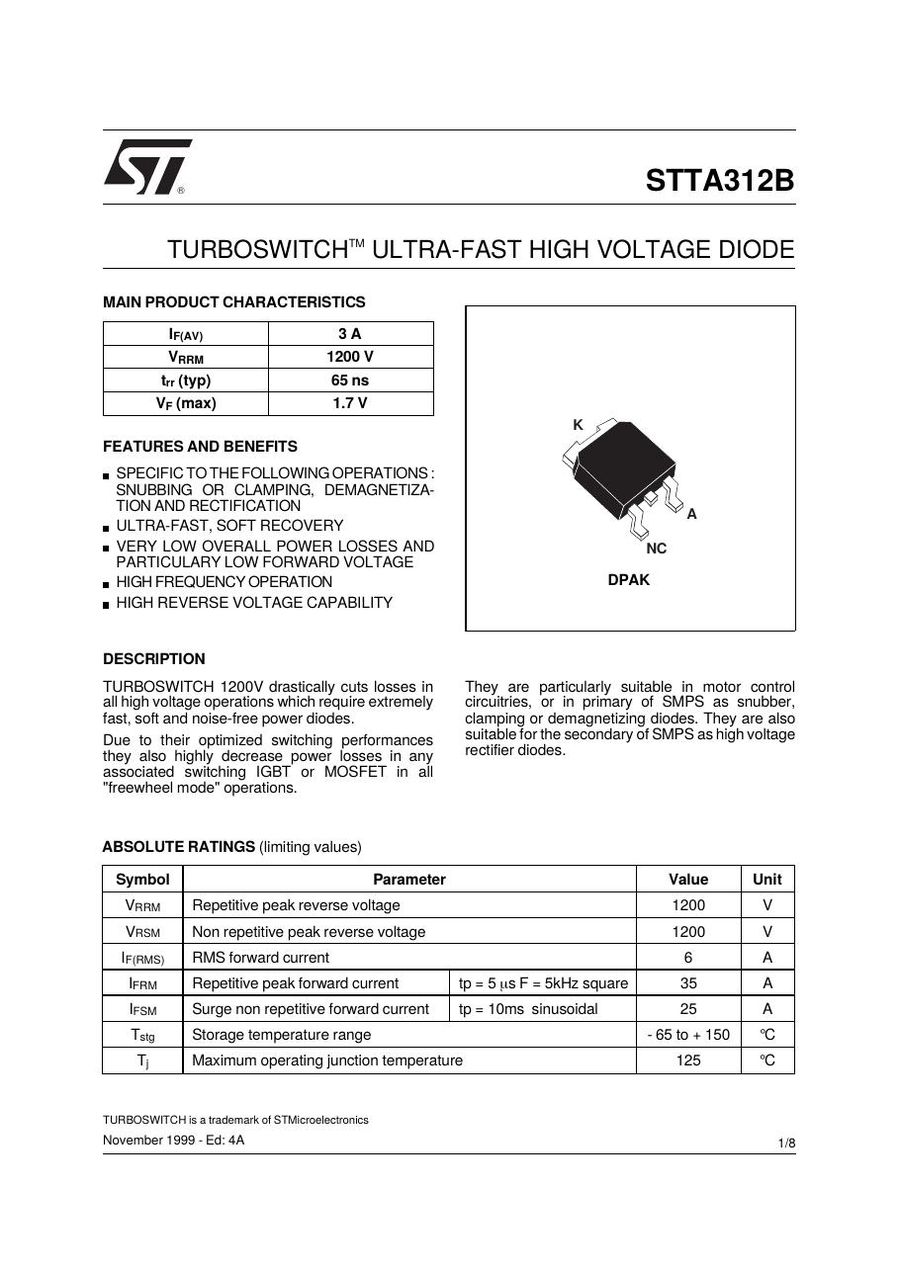 STTA312B Semikron Rectifier & Schottky Diodes