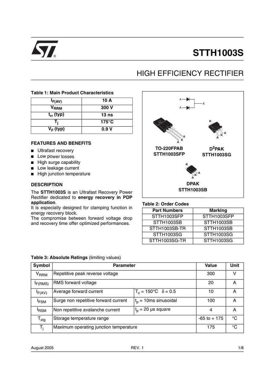 STTH1003SFP Semikron Rectifier & Schottky Diodes