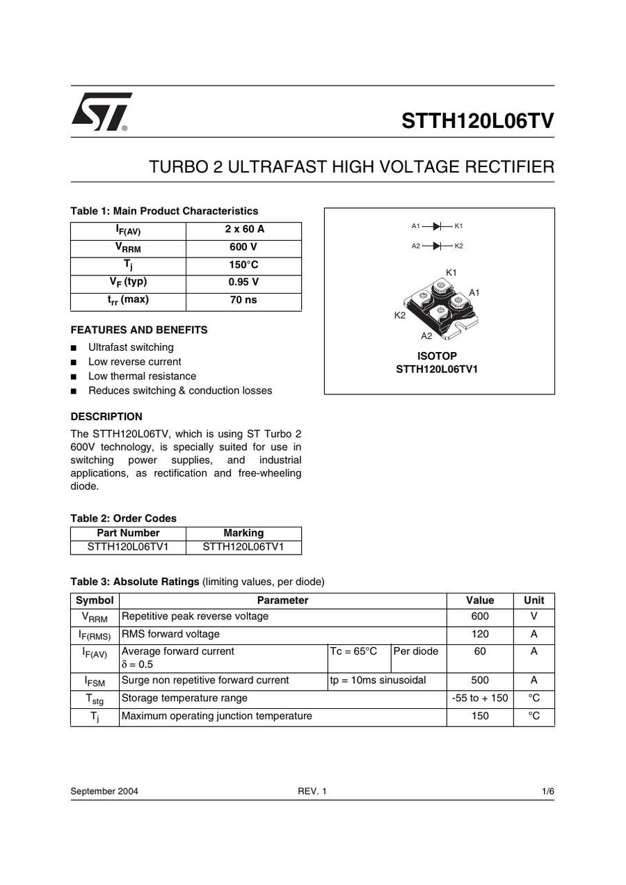 STTH120L06TV, SEMIKRON, Power Module 