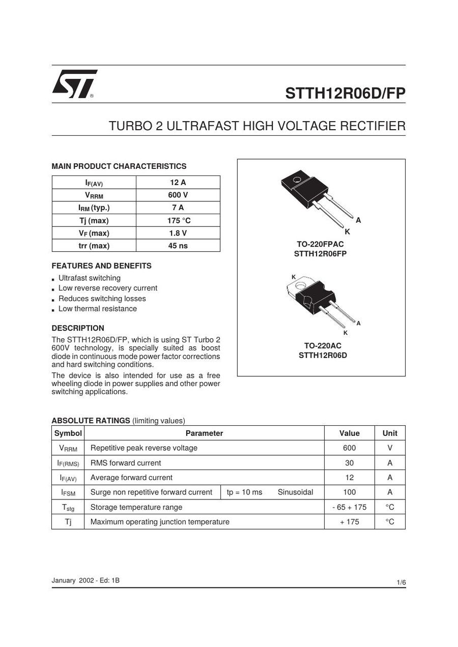 STTH12R06D Semikron Rectifier & Schottky Diodes
