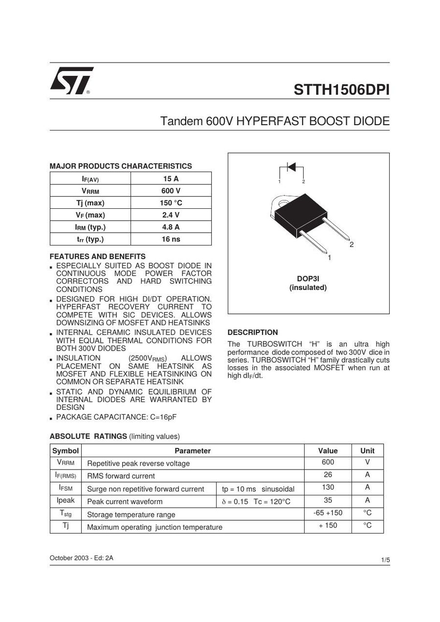 STTH1506DPI Semikron Rectifier & Schottky Diodes