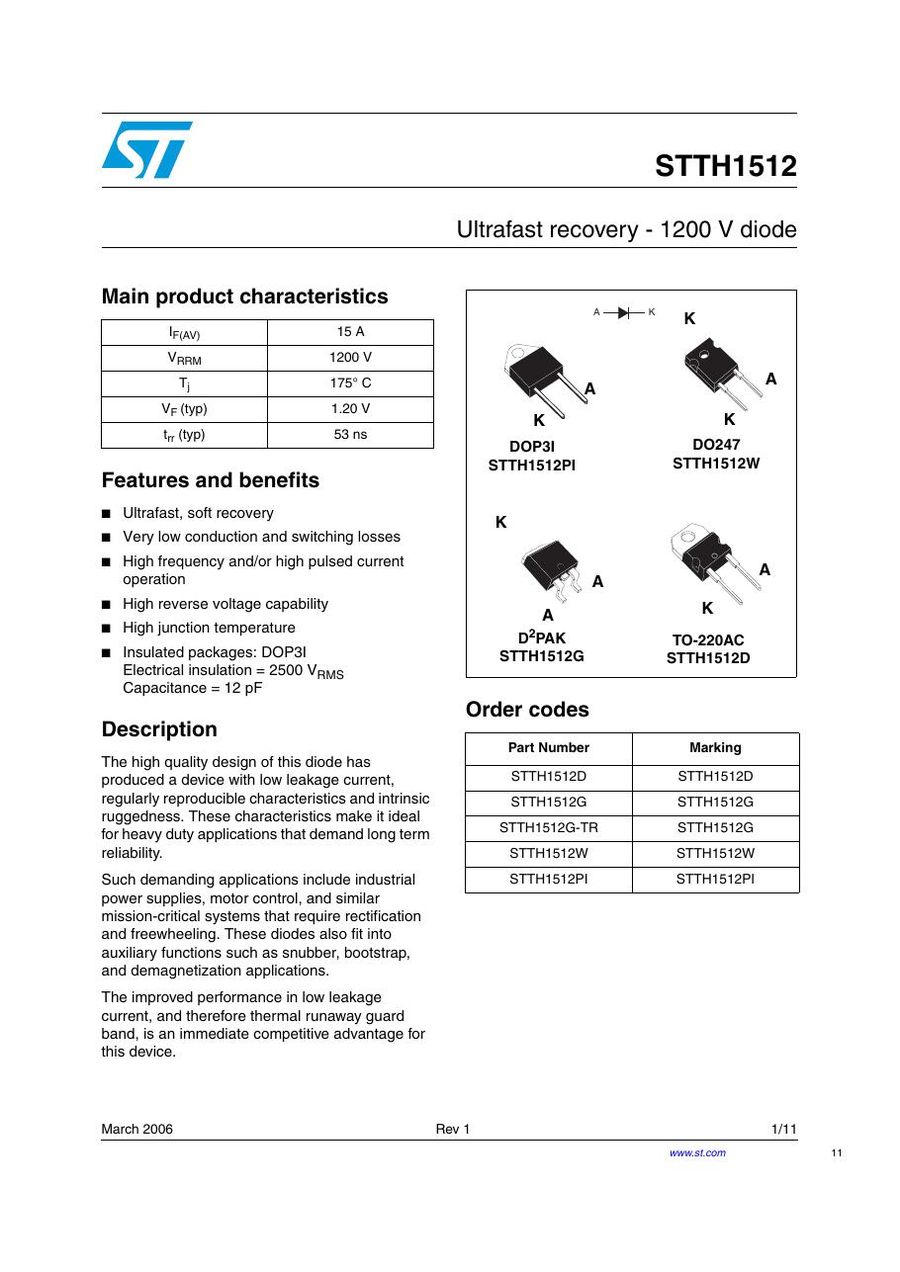 STTH1512G Semikron Rectifier & Schottky Diodes
