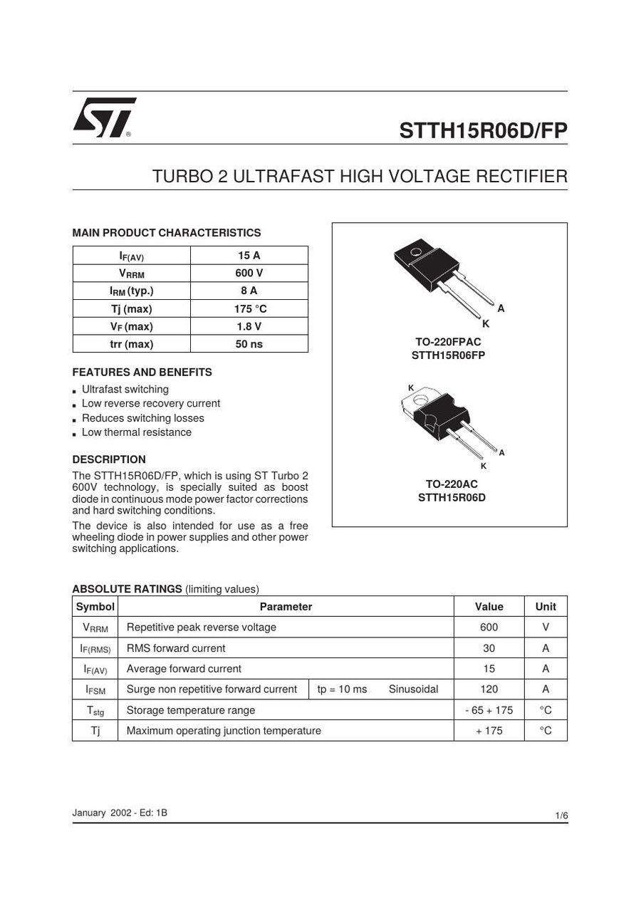 STTH15R06D Semikron Rectifier & Schottky Diodes