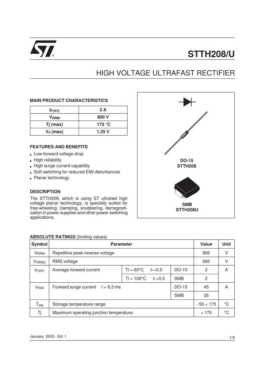 STTH208U Semikron Rectifier & Schottky Diodes