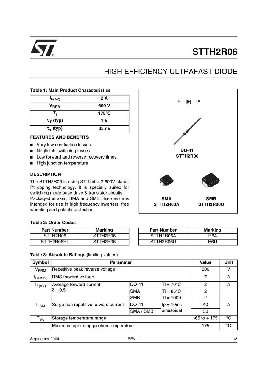 STTH2R06 Semikron Rectifier & Schottky Diodes