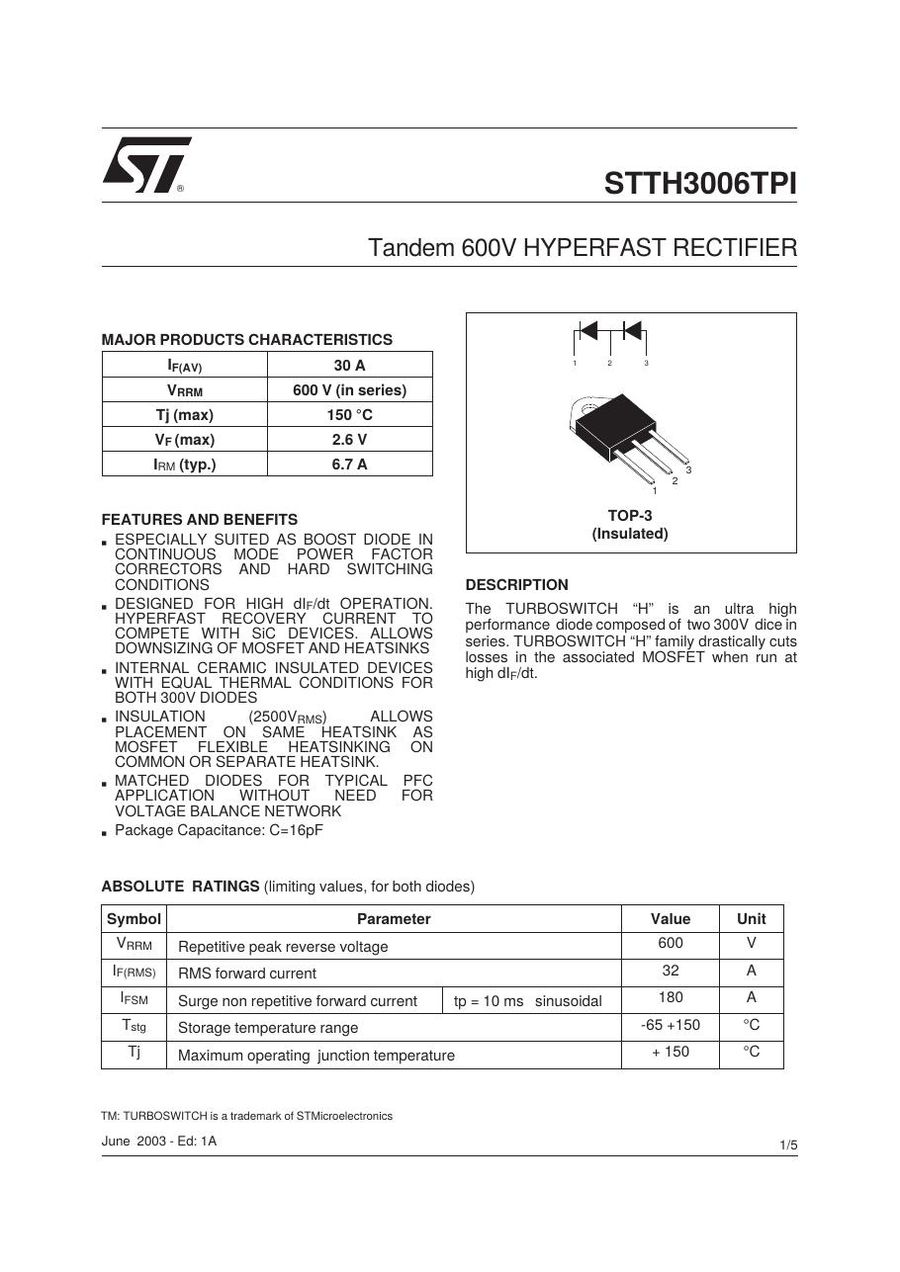 STTH3006TPI Semikron Rectifier & Schottky Diodes