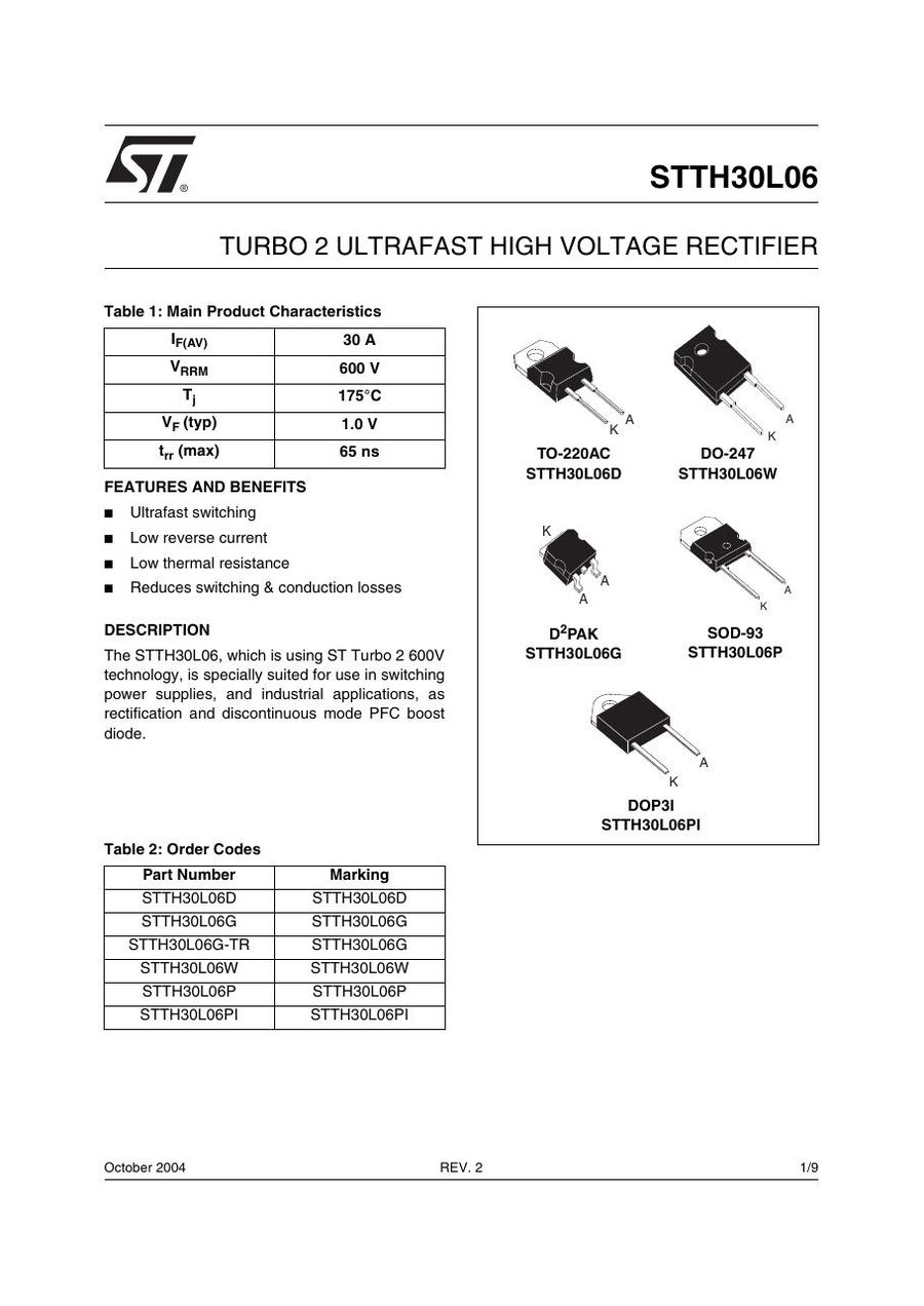 STTH30L06G Semikron Rectifier & Schottky Diodes
