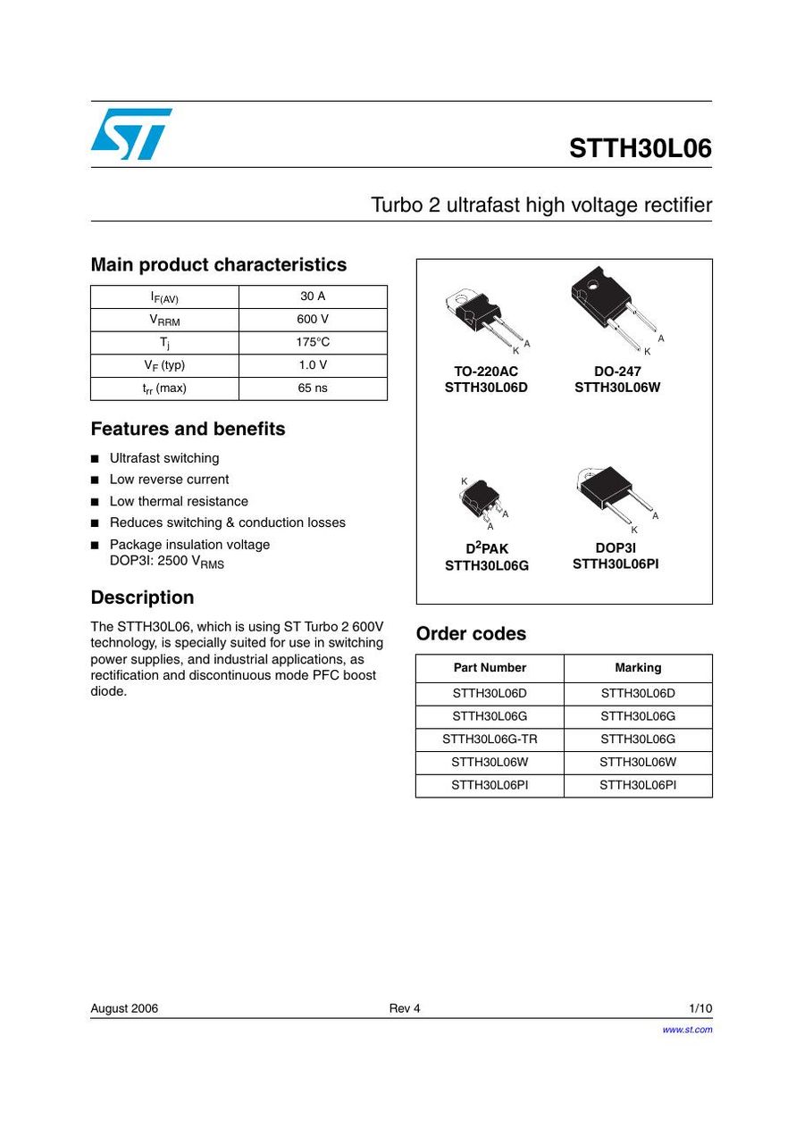 STTH30L06PI Semikron Rectifier & Schottky Diodes