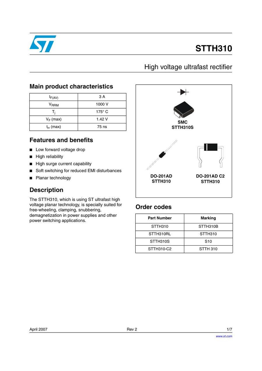 STTH310 Semikron Rectifier & Schottky Diodes