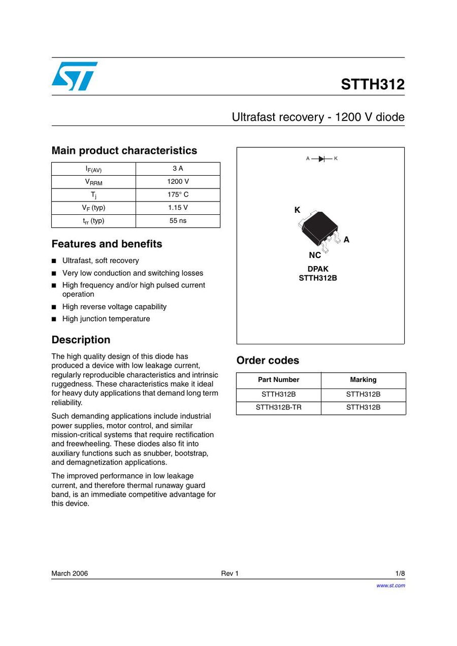 STTH312B Semikron Rectifier & Schottky Diodes