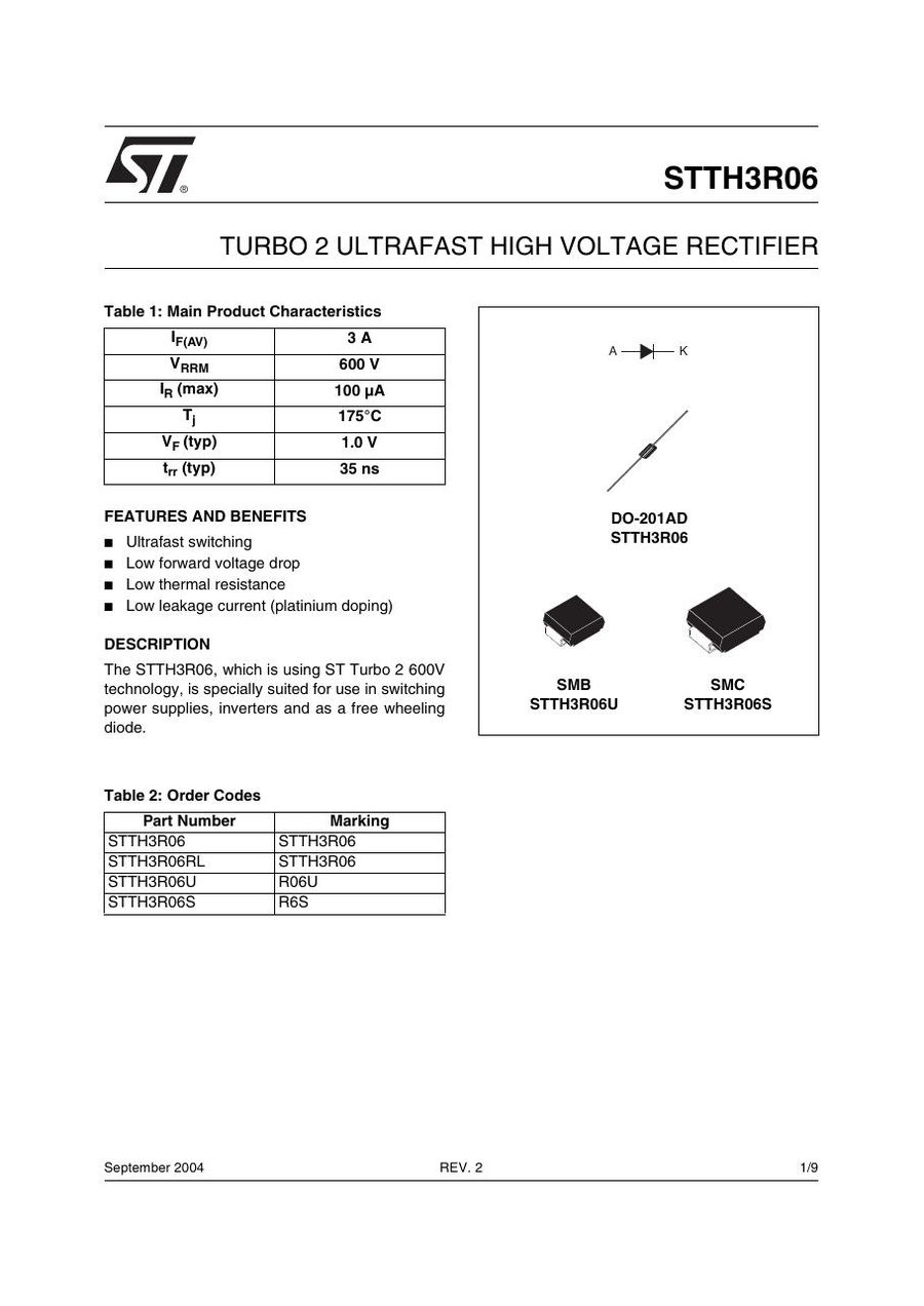 STTH3R06U Semikron Rectifier & Schottky Diodes