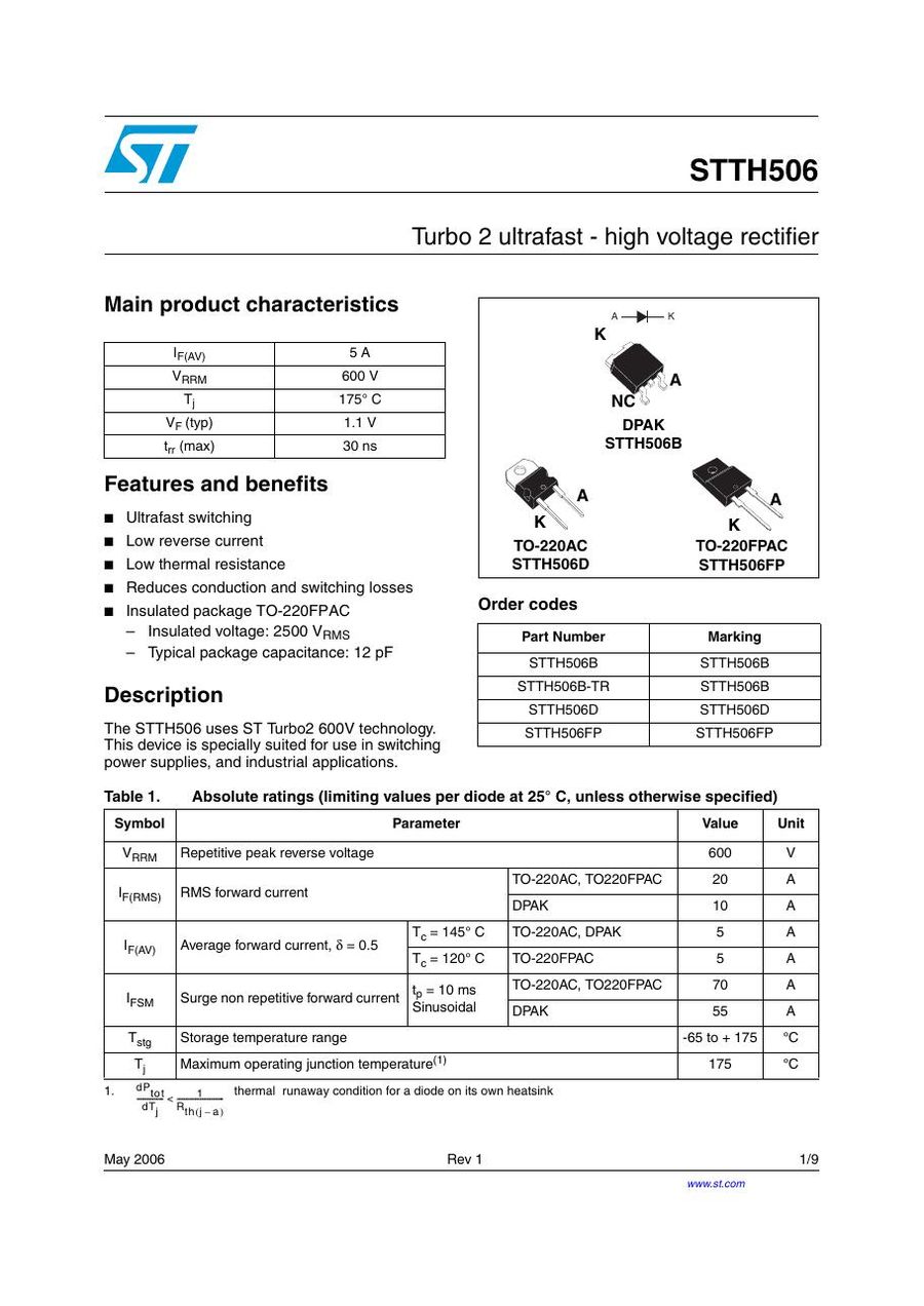 STTH506FP Semikron Rectifier & Schottky Diodes