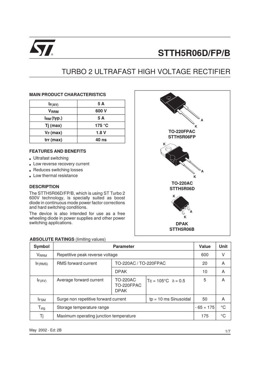 STTH5R06B Semikron Rectifier & Schottky Diodes