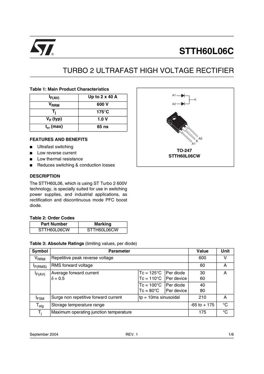 STTH60L06CW Semikron Rectifier & Schottky Diodes