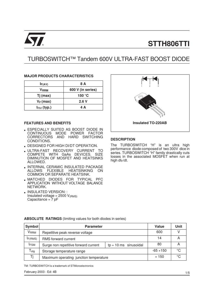 STTH806TTI Semikron Rectifier & Schottky Diodes