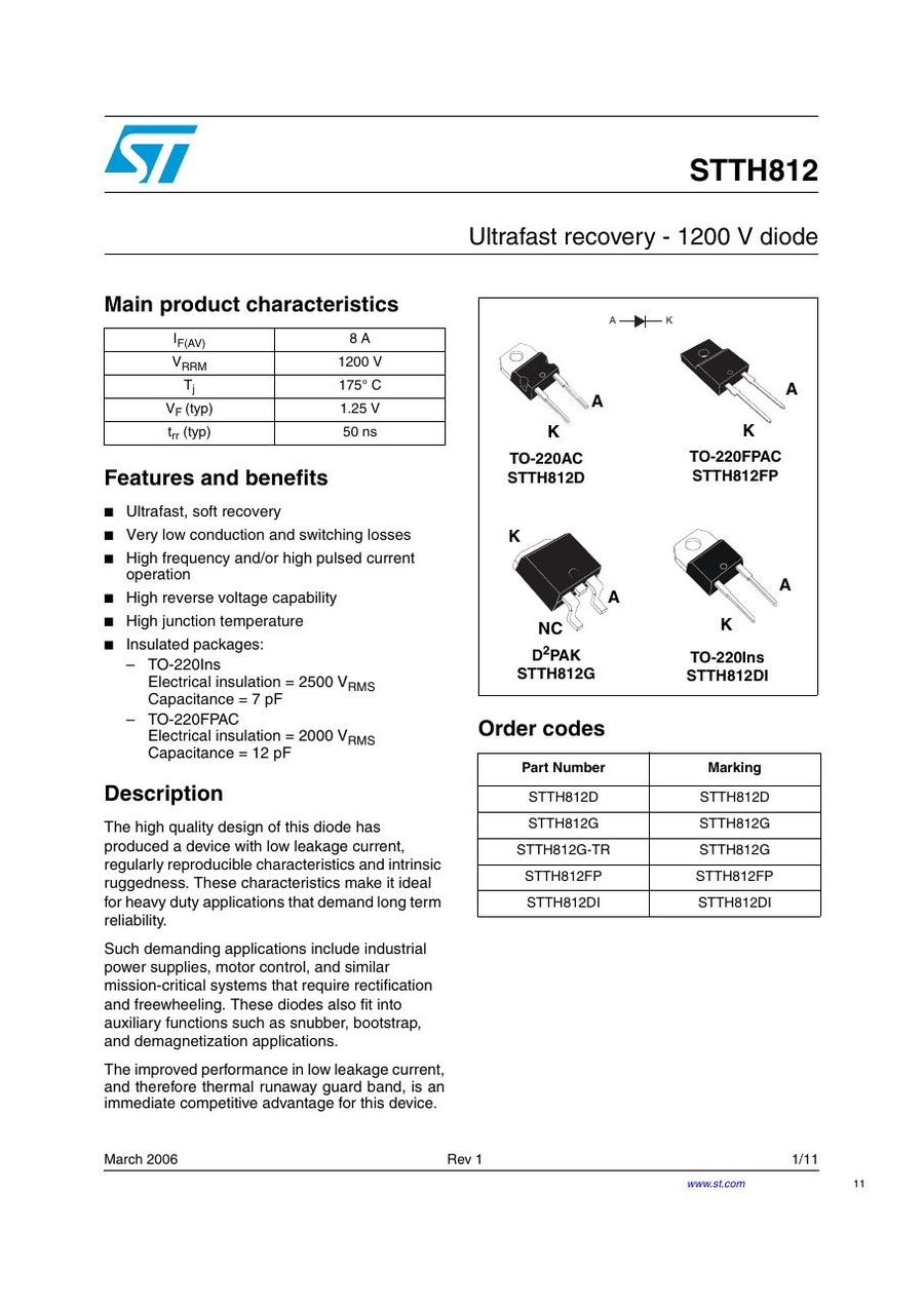 STTH812G Semikron Rectifier & Schottky Diodes