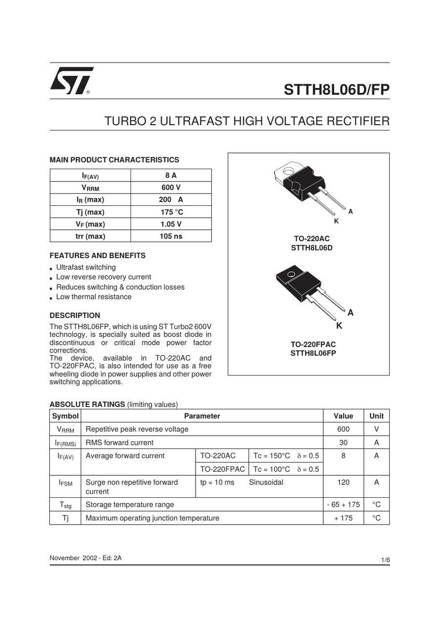 STTH8L06D Semikron Rectifier & Schottky Diodes