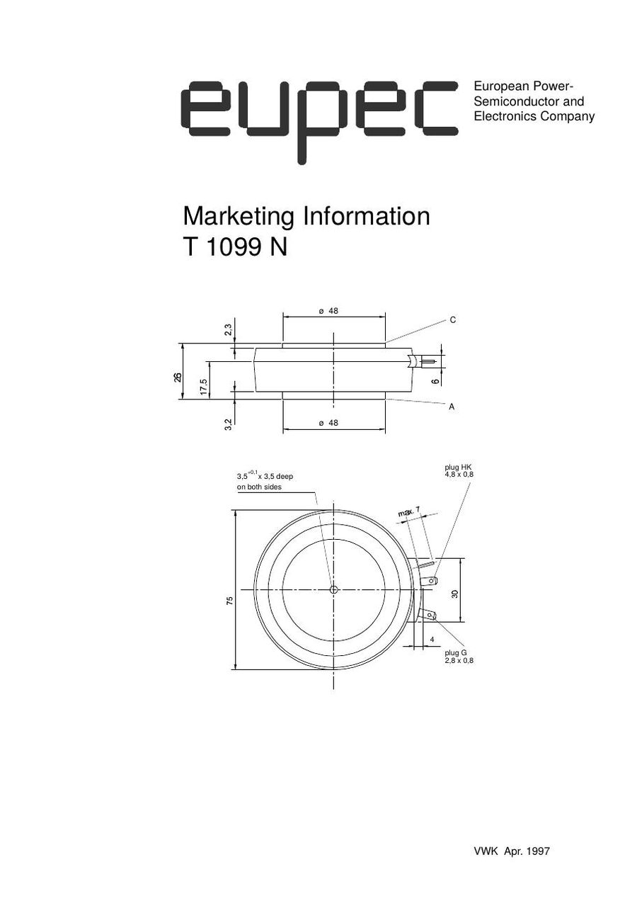 T1099N16TOF Infineon (Eupec) Thyristors / SCRs (Discrete & Press-pack)