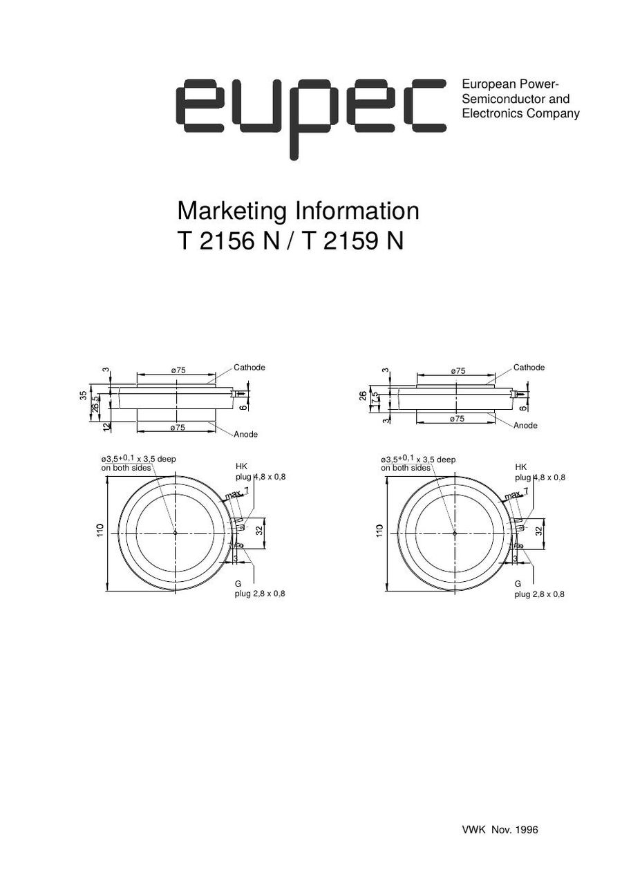 T2159N20TOF Infineon (Eupec) Thyristors / SCRs (Discrete & Press-pack)