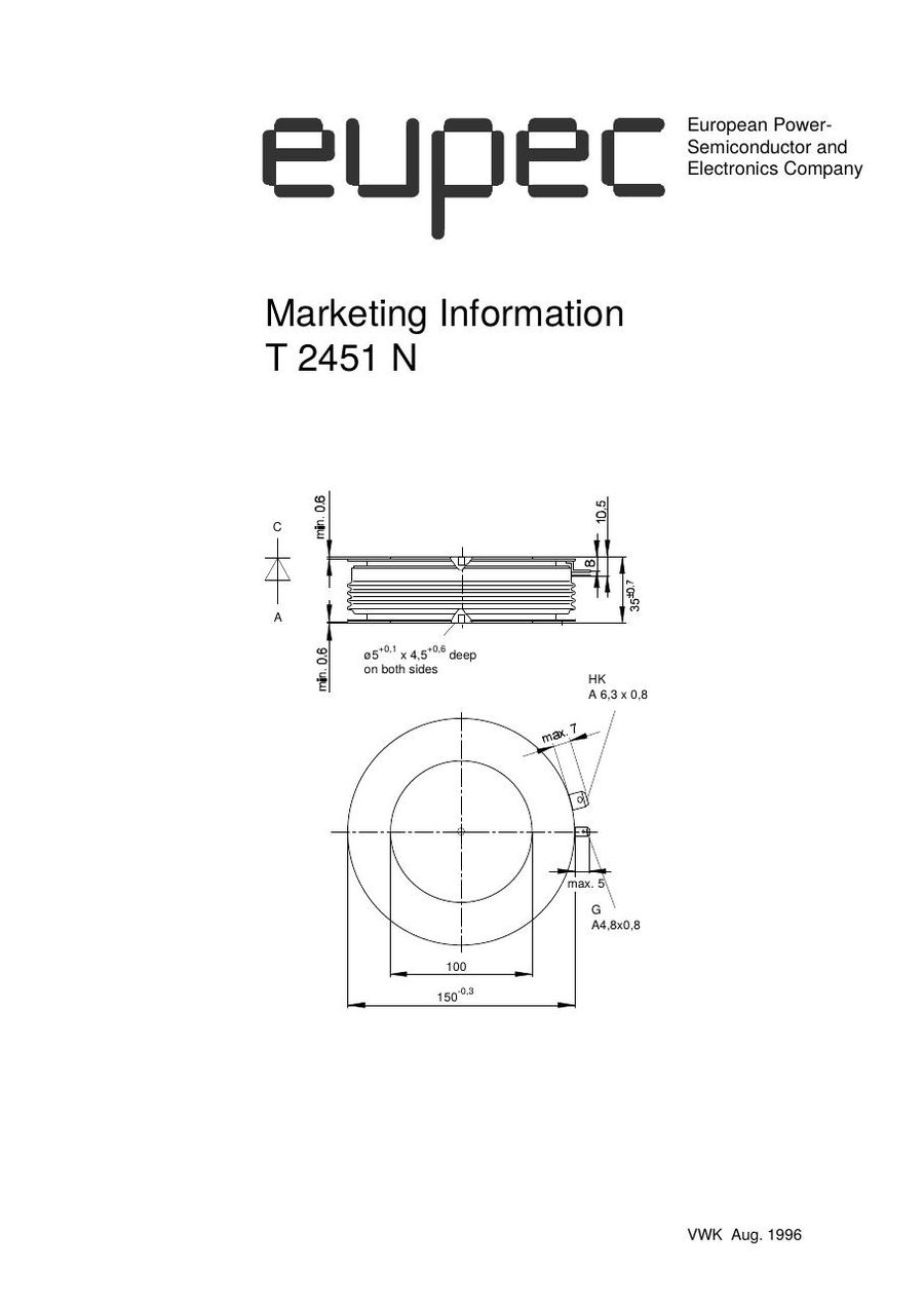 T2451N36TOF Infineon (Eupec) Thyristors / SCRs (Discrete & Press-pack)