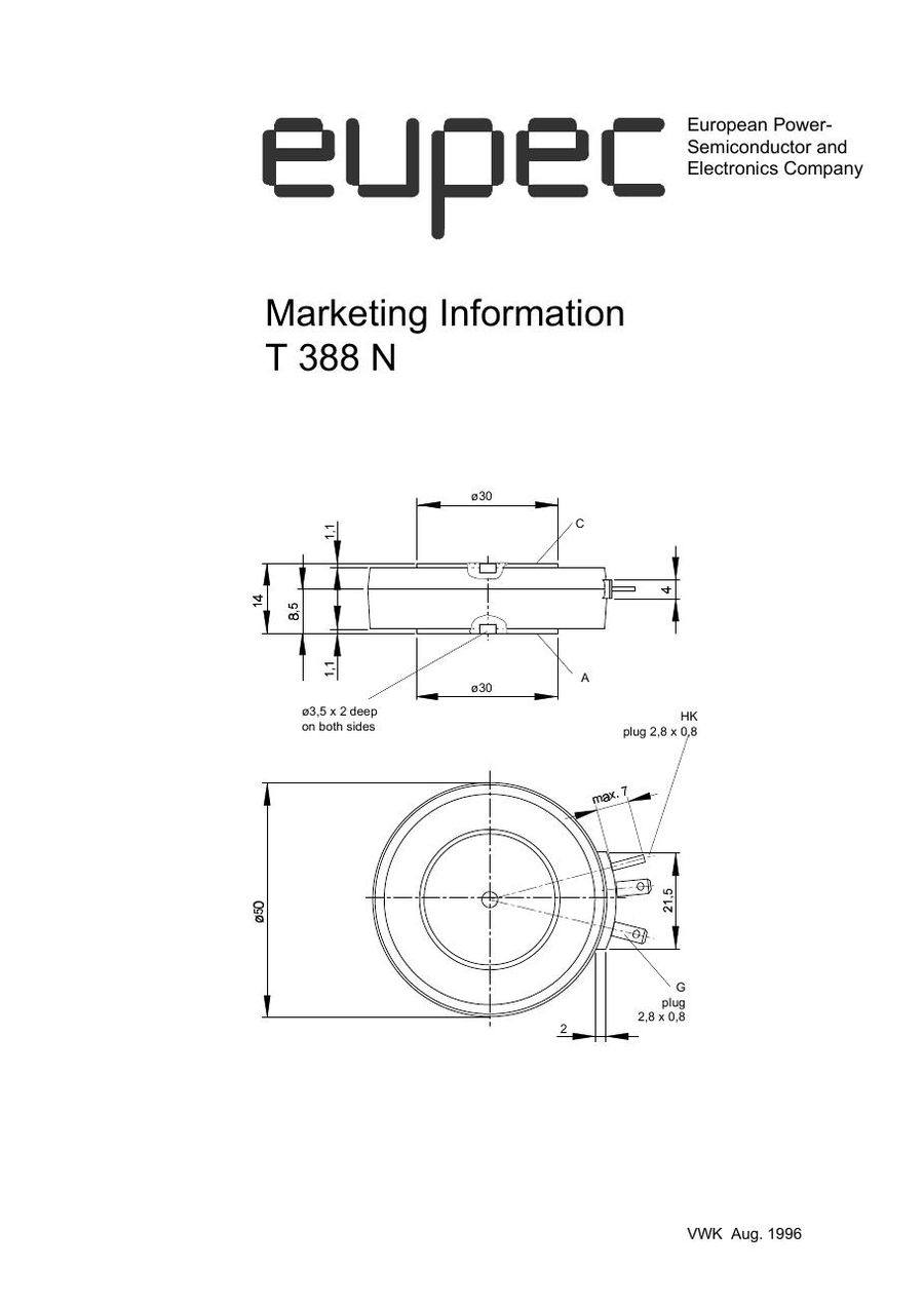 T388N12 Infineon (Eupec) Thyristors / SCRs (Discrete & Press-pack)