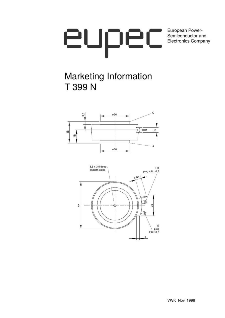 T399N22TOF Infineon (Eupec) Thyristors / SCRs (Discrete & Press-pack)