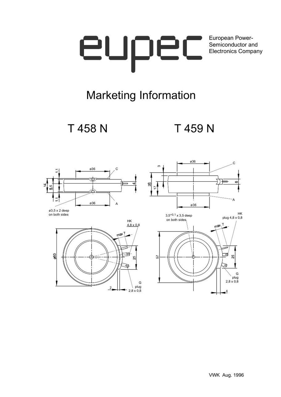 T459N26TOF Infineon (Eupec) Thyristors / SCRs (Discrete & Press-pack)