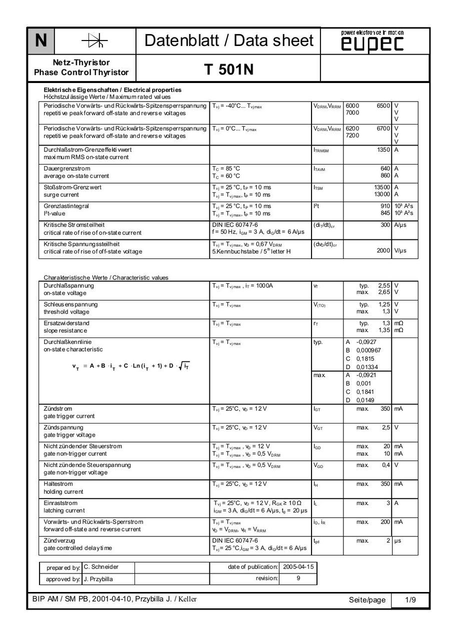 T501N70TOH SCR from Eupec Infineon