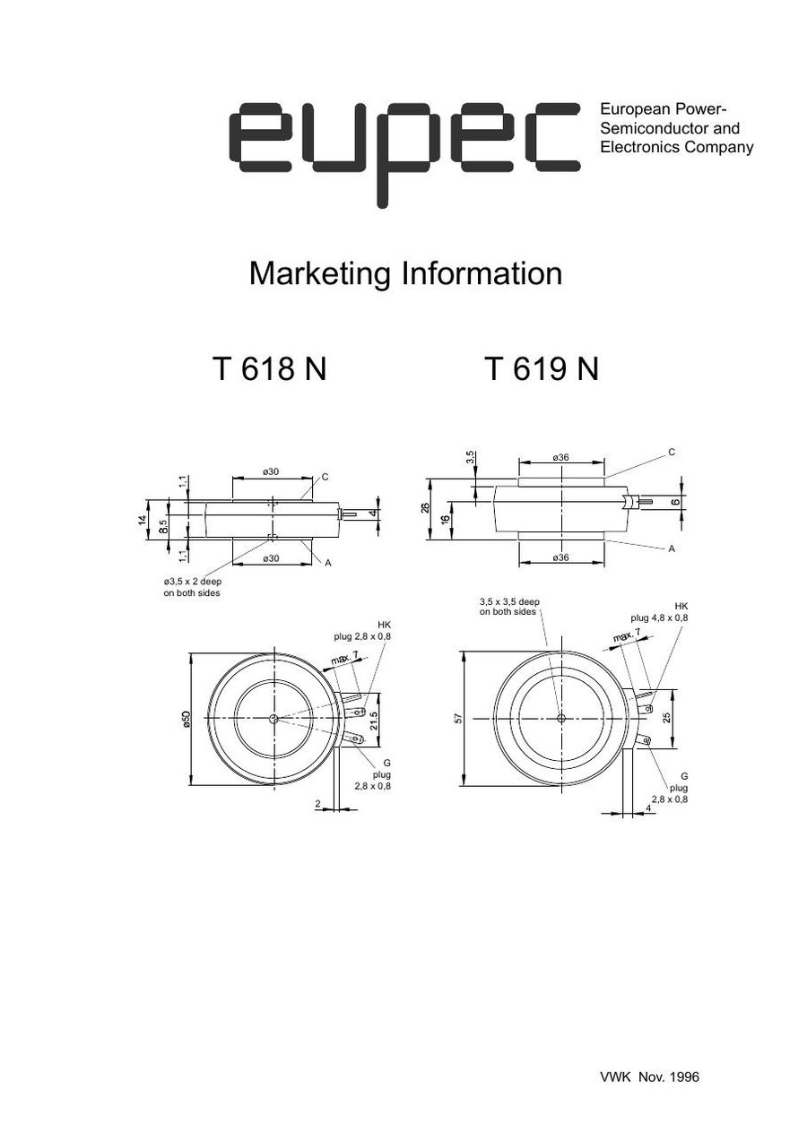 T618N10 Infineon (Eupec) Thyristors / SCRs (Discrete & Press-pack)
