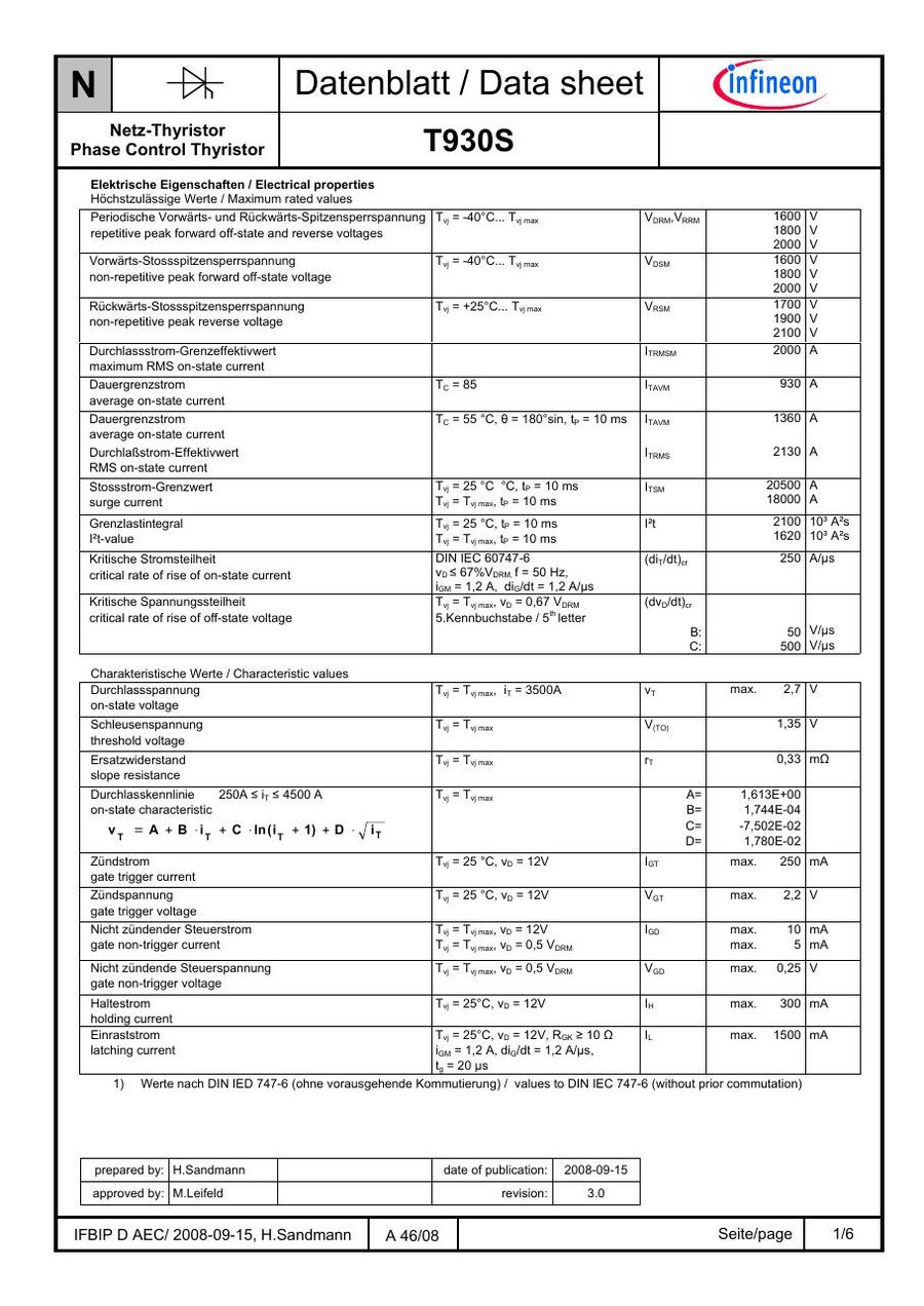T930S20TMC SCR from Eupec Infineon