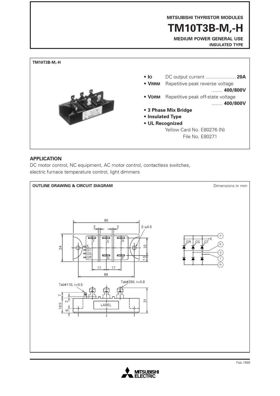 TM10T3B-H, MITSUBISHI,  THYRISTOR MODULE