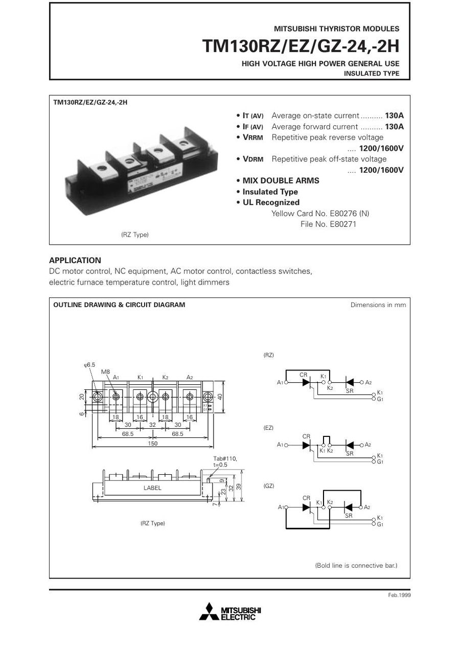 TM130EZ-24 Mitsubishi Thyristor / Diode Module