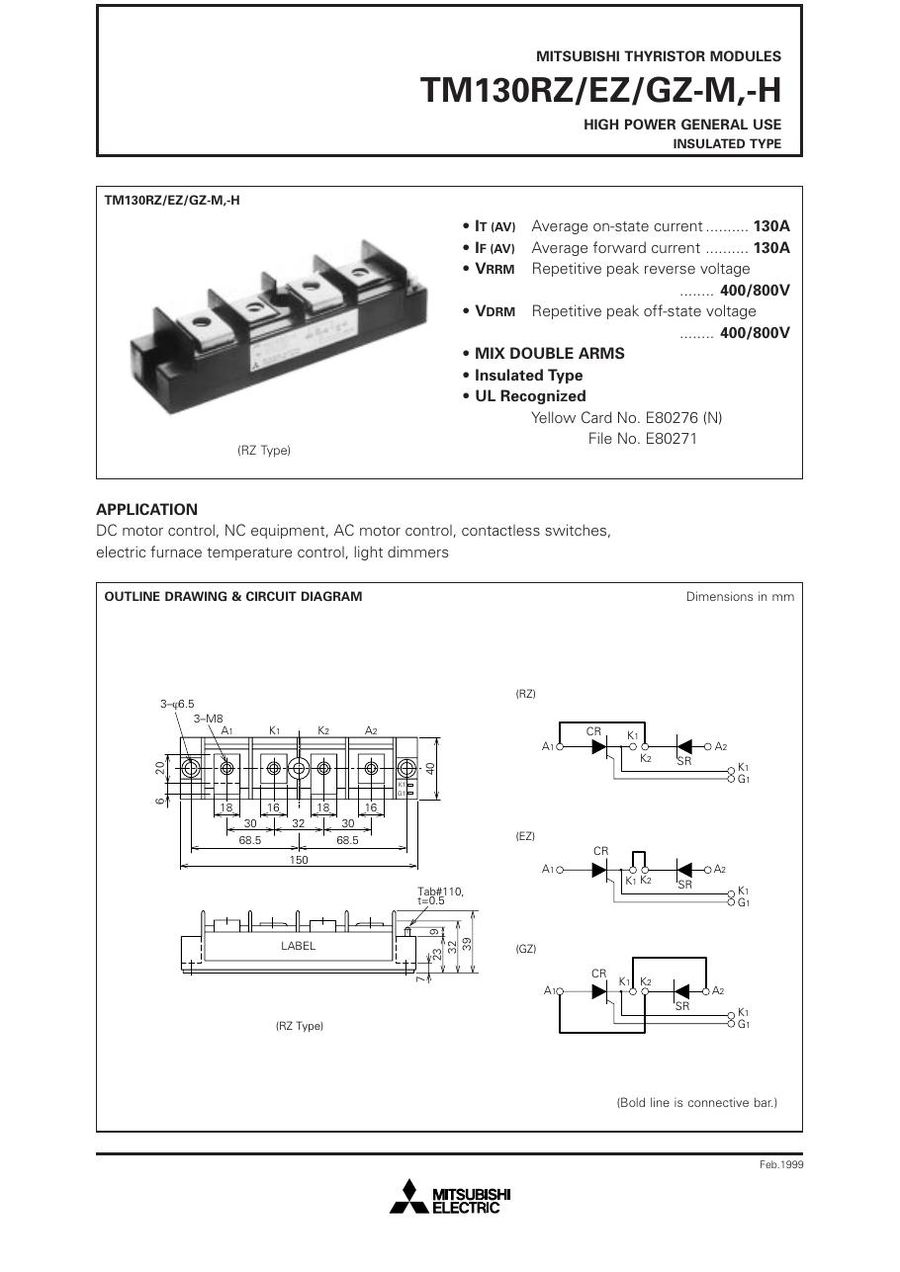 TM130EZ-M Mitsubishi Thyristor / Diode Module