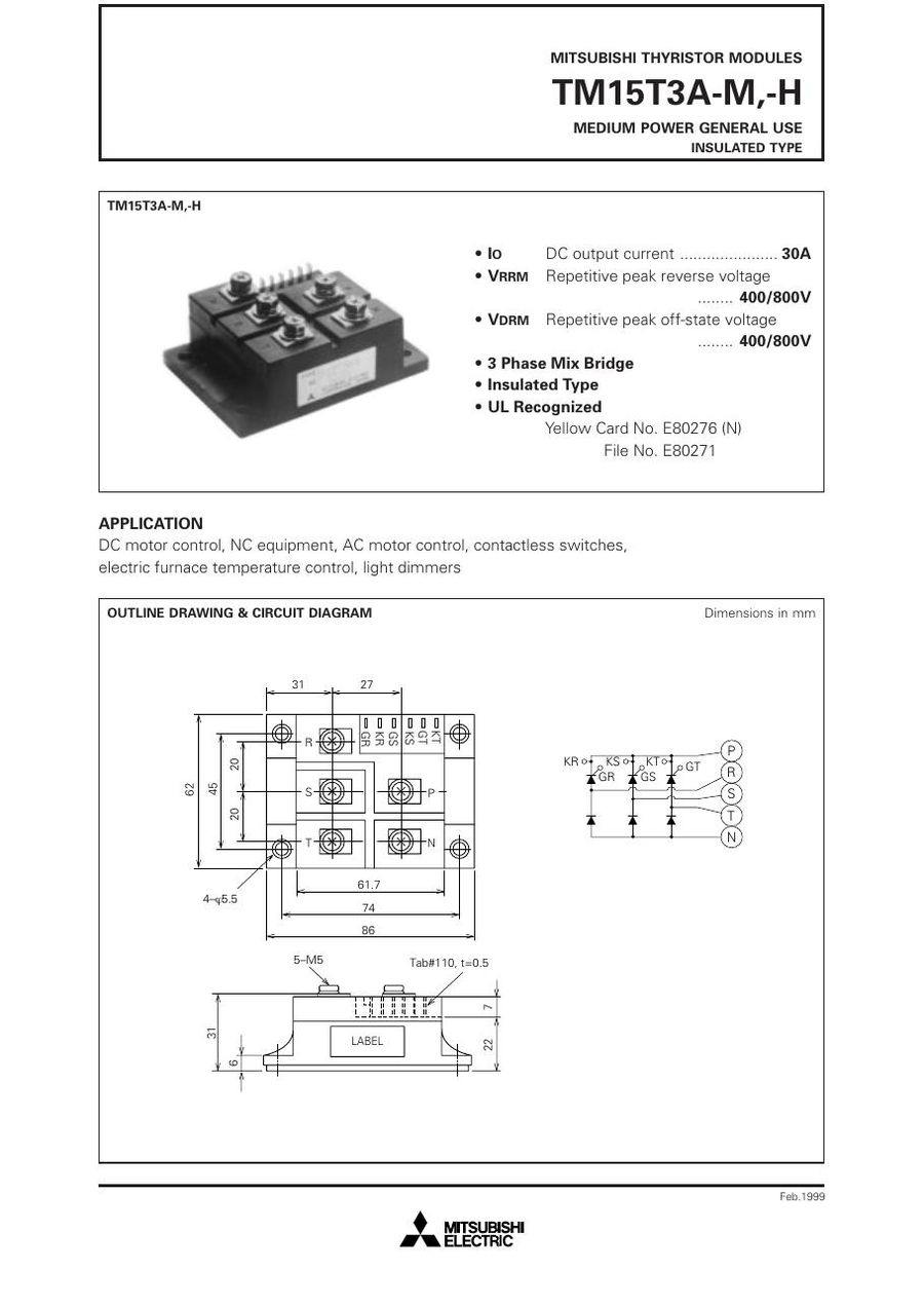 TM15T3A-H Mitsubishi Thyristor & SCR Modules