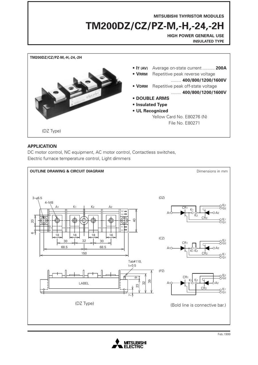 TM200PZ-H, Mitsubishi,  Power Transistor Module