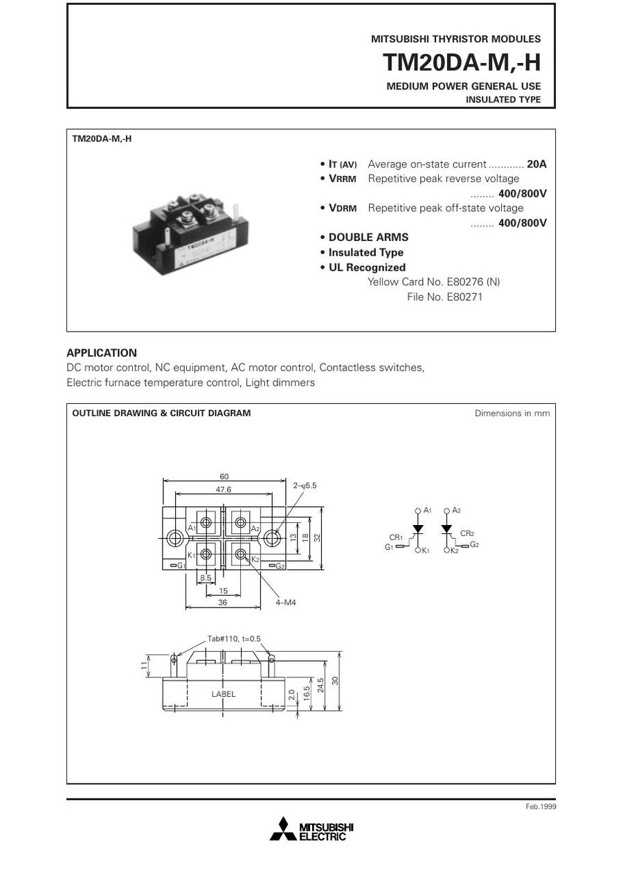 TM20DA-M Mitsubishi Thyristor & SCR Modules