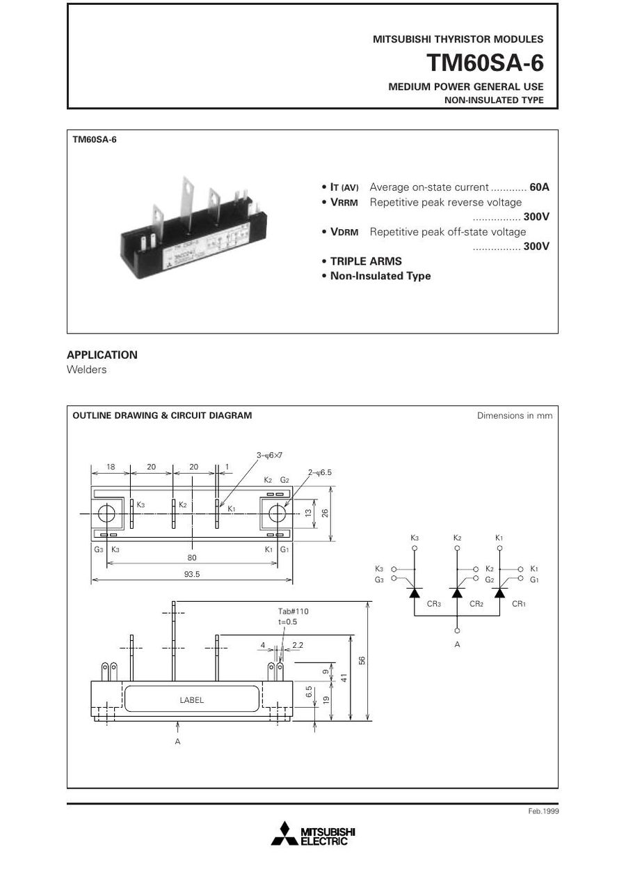 TM60SA-6 Mitsubishi Thyristor & SCR Modules