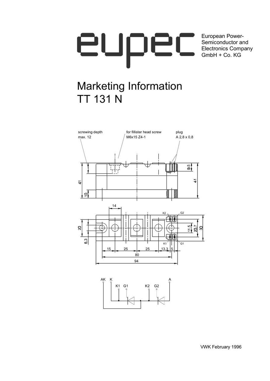 TT131N08KOF Infineon (Eupec) Thyristor & SCR Modules