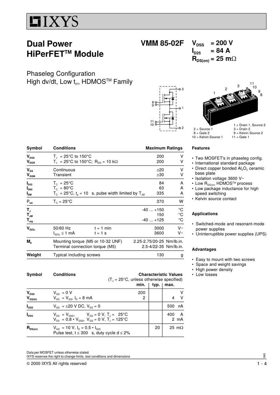 VMM85-02F IXYS MOSFET Modules