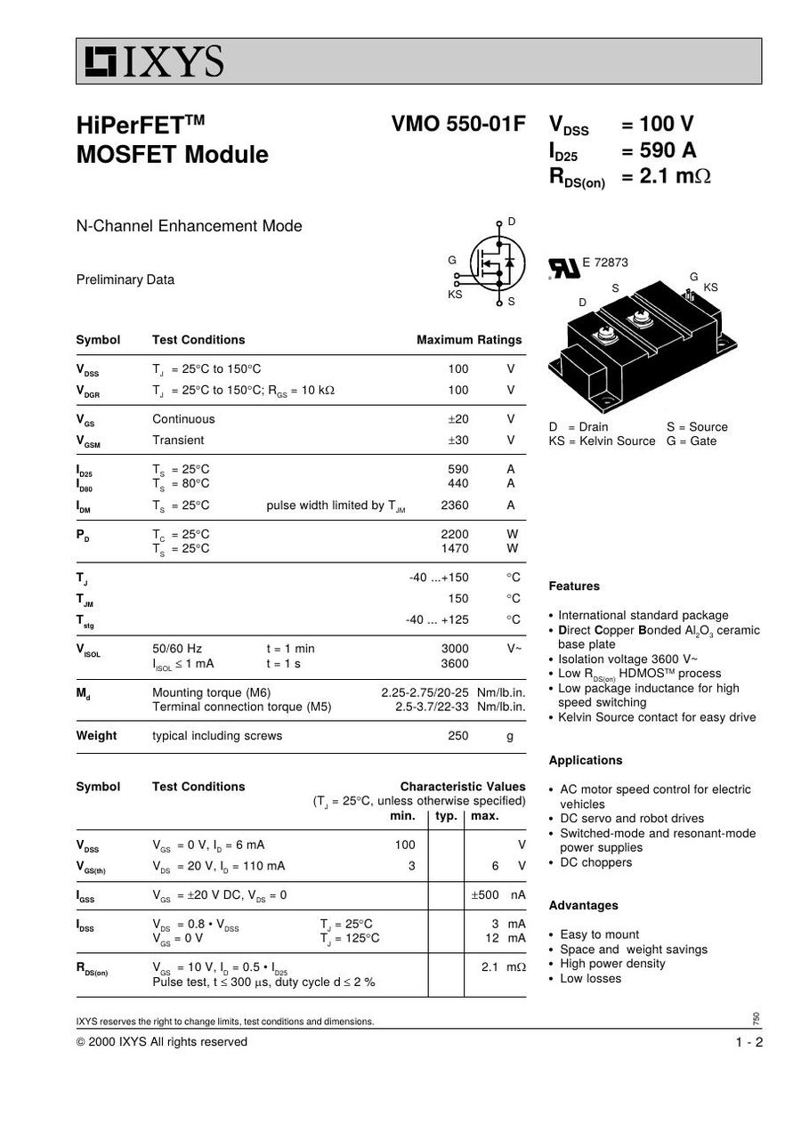 VMO550-01F IXYS MOSFET Modules