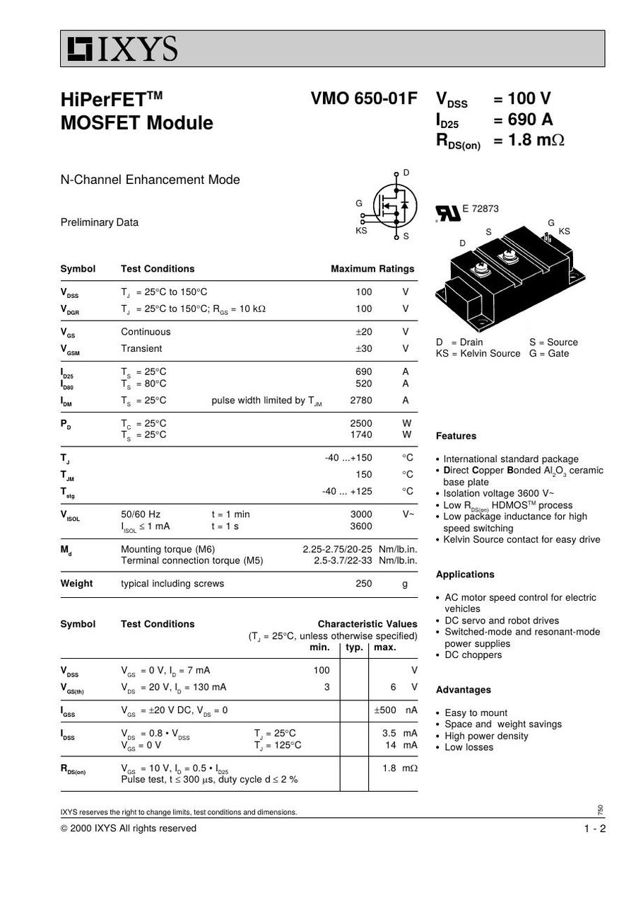 VMO650-01F IXYS MOSFET Modules