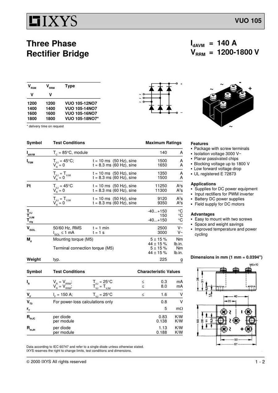 VUO105-14NO7 IXYS Bridge Rectifiers
